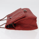 CHANEL Chain Matelasse 2.55 Shoulder Bag Lamb Skin Red Silver CC Auth bs35062V-5