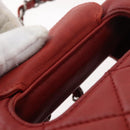CHANEL Chain Matelasse 2.55 Shoulder Bag Lamb Skin Red Silver CC Auth bs35062V-8