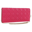Christian Dior Lady Dior Chain Shoulder Bag Leather Pink Gold Auth bs35063SAM-1