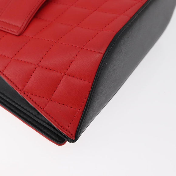 CHANEL Matelasse Clutch Bag Lamb Skin Red Silver CC Auth bs35064SAM
