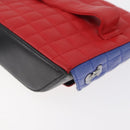CHANEL Matelasse Clutch Bag Lamb Skin Red Silver CC Auth bs35064SAM-17