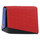 CHANEL Matelasse Clutch Bag Lamb Skin Red Silver CC Auth bs35064SAM-13