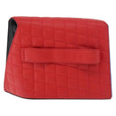 CHANEL Matelasse Clutch Bag Lamb Skin Red Silver CC Auth bs35064SAM-2