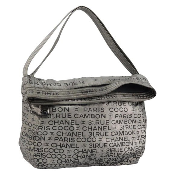 CHANEL Unlimited Shoulder Bag Coated Canvas 2way Silver CC Auth bs35065