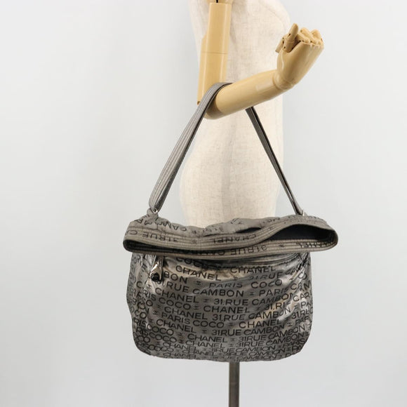 CHANEL Unlimited Shoulder Bag Coated Canvas 2way Silver CC Auth bs35065