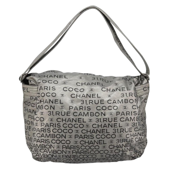 CHANEL Unlimited Shoulder Bag Coated Canvas 2way Silver CC Auth bs35065