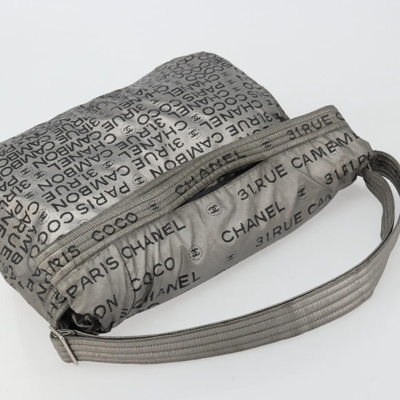 CHANEL Unlimited Shoulder Bag Coated Canvas 2way Silver CC Auth bs35065