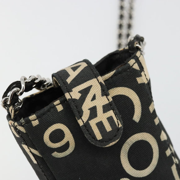 CHANEL By Sea Line Chain Shoulder Bag Canvas Black Silver CC Auth bs35066A