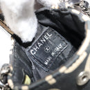 CHANEL By Sea Line Chain Shoulder Bag Canvas Black Silver CC Auth bs35066A-17