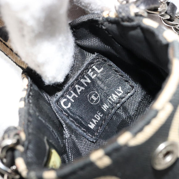 CHANEL By Sea Line Chain Shoulder Bag Canvas Black Silver CC Auth bs35066A
