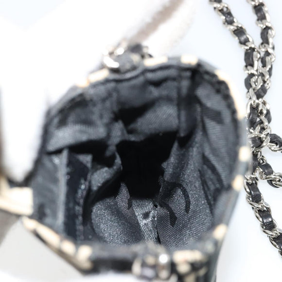CHANEL By Sea Line Chain Shoulder Bag Canvas Black Silver CC Auth bs35066A
