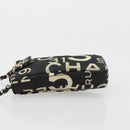 CHANEL By Sea Line Chain Shoulder Bag Canvas Black Silver CC Auth bs35066A-4