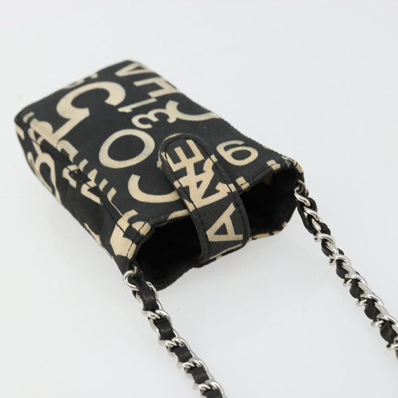 CHANEL By Sea Line Chain Shoulder Bag Canvas Black Silver CC Auth bs35066A