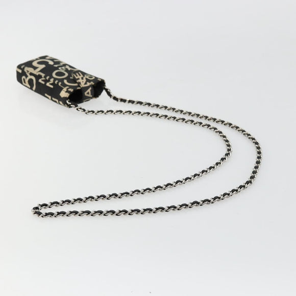 CHANEL By Sea Line Chain Shoulder Bag Canvas Black Silver CC Auth bs35066A