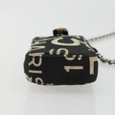 CHANEL By Sea Line Chain Shoulder Bag Canvas Black Silver CC Auth bs35066A-5