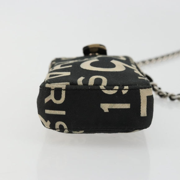 CHANEL By Sea Line Chain Shoulder Bag Canvas Black Silver CC Auth bs35066A