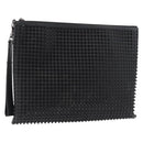 Christian Louboutin Studs Clutch Bag Leather Black Silver Auth bs35067-1