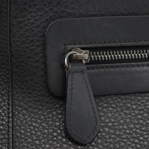 Christian Louboutin Studs Clutch Bag Leather Black Silver Auth bs35067