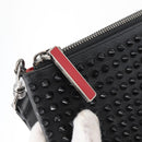 Christian Louboutin Studs Clutch Bag Leather Black Silver Auth bs35067-15