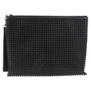 Christian Louboutin Studs Clutch Bag Leather Black Silver Auth bs35067-2
