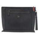 Christian Louboutin Studs Clutch Bag Leather Black Silver Auth bs35067-3