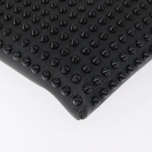 Christian Louboutin Studs Clutch Bag Leather Black Silver Auth bs35067