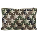 VALENTINO Camouflage Clutch Bag Nylon Khaki Silver Auth bs35068A-13