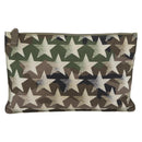 VALENTINO Camouflage Clutch Bag Nylon Khaki Silver Auth bs35068A-2