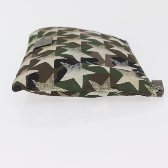 VALENTINO Camouflage Clutch Bag Nylon Khaki Silver Auth bs35068A