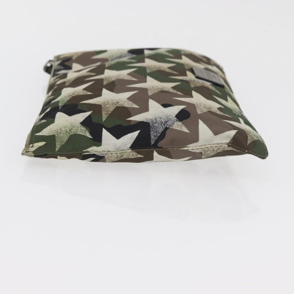 VALENTINO Camouflage Clutch Bag Nylon Khaki Silver Auth bs35068A
