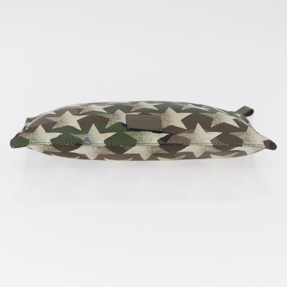 VALENTINO Camouflage Clutch Bag Nylon Khaki Silver Auth bs35068A
