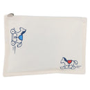 HERMES Trousse Flats Adada Pouch Cotton White Silver Auth bs35071V-1