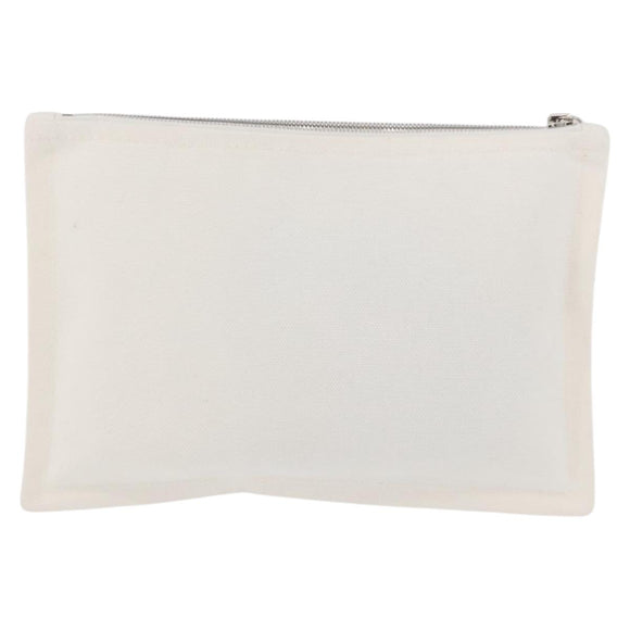 HERMES Trousse Flats Adada Pouch Cotton White Silver Auth bs35071V