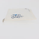 HERMES Trousse Flats Adada Pouch Cotton White Silver Auth bs35071V-5