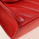 CHANEL V Stitch Shoulder Bag Lamb Skin Gold Red CC Auth bs35072M-10
