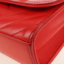 CHANEL V Stitch Shoulder Bag Lamb Skin Gold Red CC Auth bs35072M-11