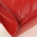 CHANEL V Stitch Shoulder Bag Lamb Skin Gold Red CC Auth bs35072M-12