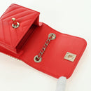 CHANEL V Stitch Shoulder Bag Lamb Skin Gold Red CC Auth bs35072M-16