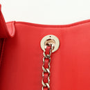 CHANEL V Stitch Shoulder Bag Lamb Skin Gold Red CC Auth bs35072M-18