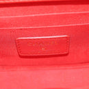 CHANEL V Stitch Shoulder Bag Lamb Skin Gold Red CC Auth bs35072M-19