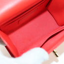 CHANEL V Stitch Shoulder Bag Lamb Skin Gold Red CC Auth bs35072M-20