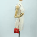 CHANEL V Stitch Shoulder Bag Lamb Skin Gold Red CC Auth bs35072M-25