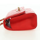 CHANEL V Stitch Shoulder Bag Lamb Skin Gold Red CC Auth bs35072M-4