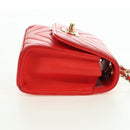CHANEL V Stitch Shoulder Bag Lamb Skin Gold Red CC Auth bs35072M-5