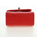 CHANEL V Stitch Shoulder Bag Lamb Skin Gold Red CC Auth bs35072M-9