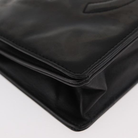 CHANEL Chain Wallet Patent leather Black Silver CC Auth bs35074