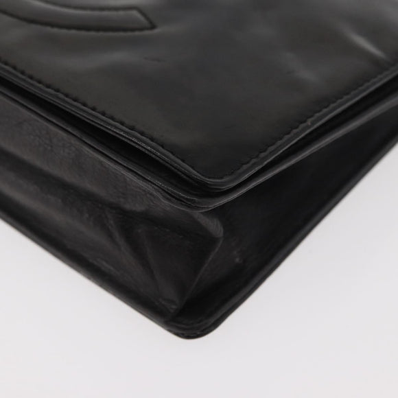 CHANEL Chain Wallet Patent leather Black Silver CC Auth bs35074