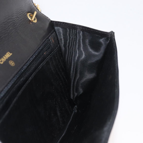 CHANEL Chain Wallet Patent leather Black Silver CC Auth bs35074