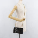 CHANEL Chain Wallet Patent leather Black Silver CC Auth bs35074-24