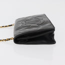 CHANEL Chain Wallet Patent leather Black Silver CC Auth bs35074-5